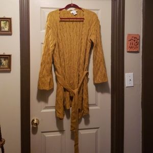 Long Sleeve Mustard Color Sweater Jacket